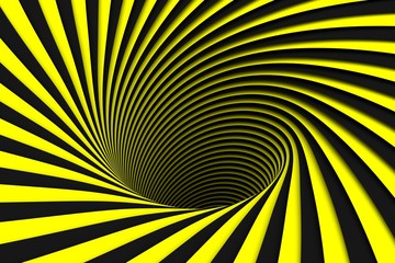 black and yellow abstract background lines black hole 3d illustration