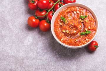 Indian Tomato Rasam with lentil, mint, cilantro and cashew