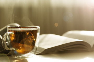 A cup of tea and a book. Relaxing time