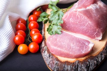 Raw uncooked meat. Pork fillet
