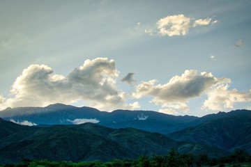sunny sunset on the mountain