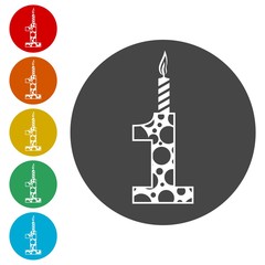 Burning birthday candles number 1