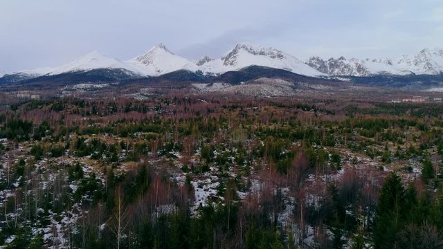Aerial drone view of Tatra Mountains, Slovakia