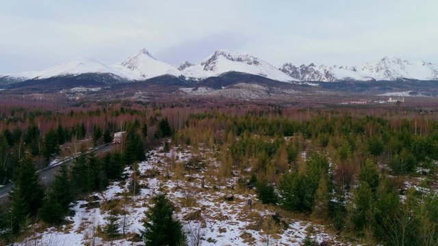 Aerial drone view of Tatra Mountains, Slovakia