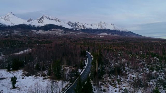 Aerial drone view of Tatra Mountains, Slovakia