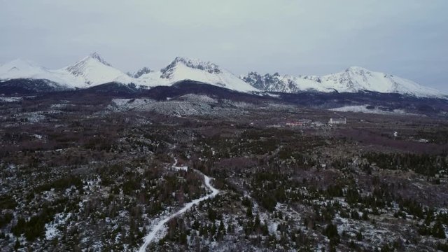 Aerial drone view of Tatra Mountains, Slovakia