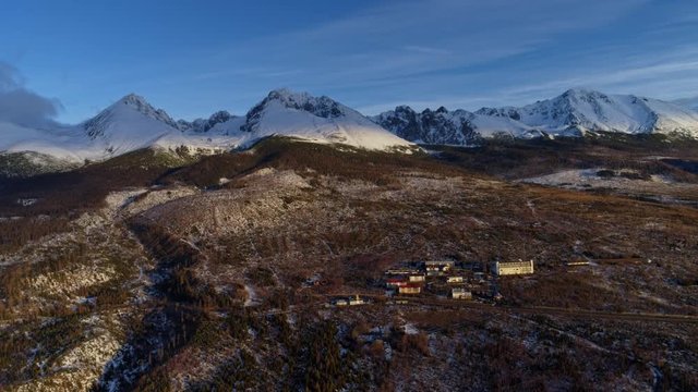 Aerial drone morning view of Tatra Mountains, Slovakia
