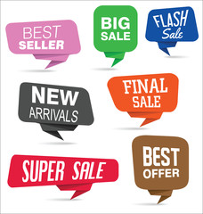 Modern origami sale stickers and tags colorful collection