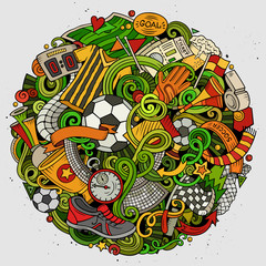 Fototapeta premium Cartoon vector doodles Football illustration