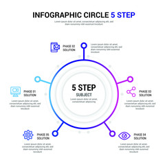 Fototapeta premium Circle 5 step Infographic