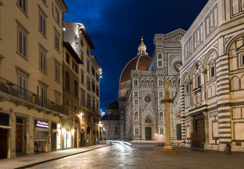 Florence Duomo. Basilica di Santa Maria del Fiore (Basilica of Saint Mary of the Flower) in night, Florence, Italy