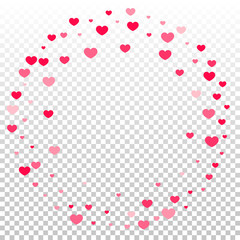 Pink Red Hearts Confetti Falling Background. Valentine's Day Pattern. 