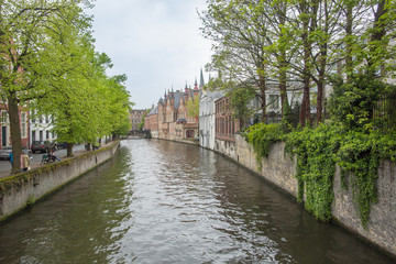 Canal at the medieval city of Brugge Belgium.