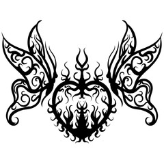 Tattoo sketch vector heart with butterfly