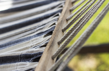 Close up photo of a hammock in the summertime. - 189464588