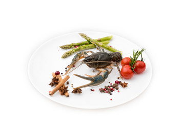 live cancer with vegetables on a plate