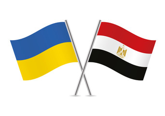 Ukraine and Egypt flags. Vector illustration.
