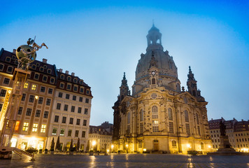 Fototapeta na wymiar DRESDEN, GERMANY - July 23, 2017: The Dresden Frauenkirche, Germany