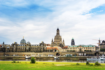 Fototapeta na wymiar DRESDEN, GERMANY - July 23, 2017: street view of downtown Dresden, Germany