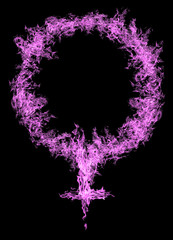 woman symbol from pink flame isolated on black © Alexander Potapov