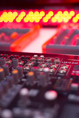 Sound check with knobs and sliders ,Button control panel sound music mixer. Control system...