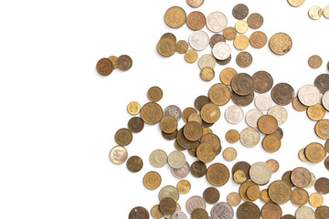 Old USSR coins on a white background