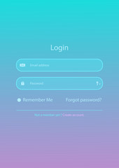 Login form page with gradient background . Create account. Website ui vector elements. Vector illustration.