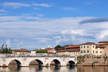 Obraz premium Tiberius bridge landmark Rimini Italy