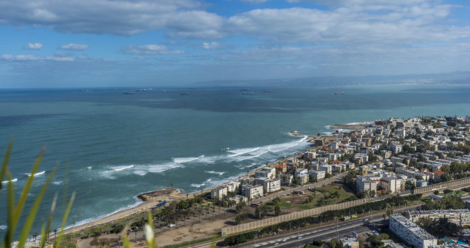 Panoramic view of Haifa bay, Israel