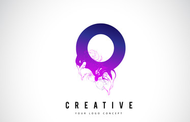 O Purple Letter Logo Design with Liquid Effect Flowing