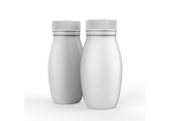 Yoghurt, Milk Bottle Mockup On Isolated White Background, 3D Illustration