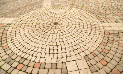 Paving stone on the road in the park