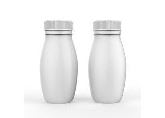 Yoghurt, Milk Bottle Mockup On Isolated White Background, 3D Illustration