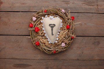 Happy Valentines Day love celebration in a rustic style isolated.