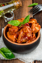 Smoked chicken liver shot in decor