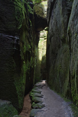 Narrow passage deep in chasm