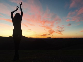 yoga at sunset