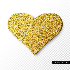 Vector gold sparkles heart. Valentines Day Vector Sparkles and Glitters. Holiday Design.