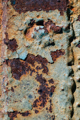 texture of rusty iron, cracked paint on an old metallic surface, sheet of rusty metal with cracked and flaky paint,  corrosion, decay metal background, decay steel, decay