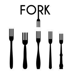 Set of Fork Silhouettes