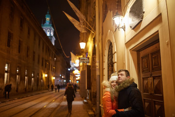 Fototapeta premium Young happy couple in love outdoors.