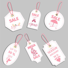 Valentine s day sale tag sale coupon voucher tag vector illustration.