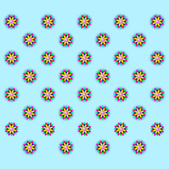 multicolored flowers on a blue background