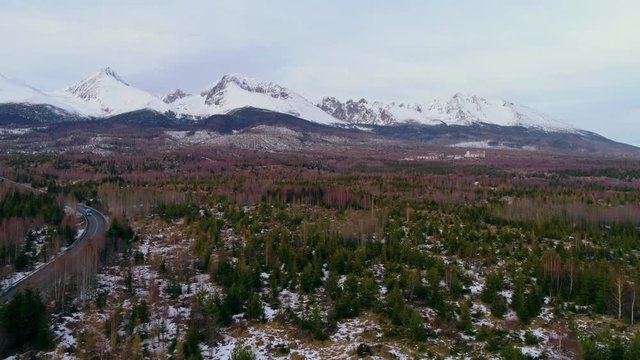 Aerial drone view of Tatra Mountains, Slovakia