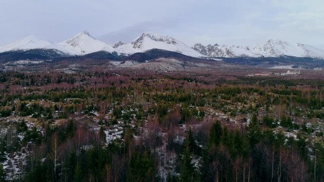 Aerial drone view of Tatra Mountains, Slovakia