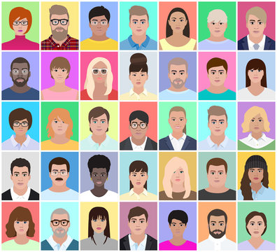 Portraits of adults people, vector illustration