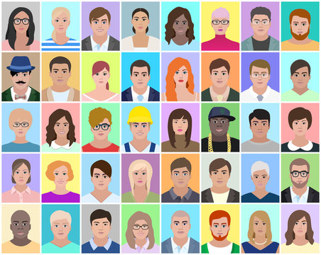 Different people, portrait, vector