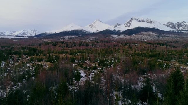 Aerial drone view of Tatra Mountains, Slovakia
