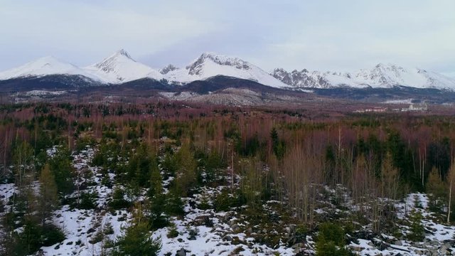 Aerial drone view of Tatra Mountains, Slovakia