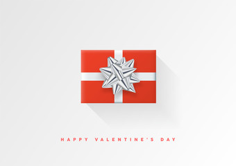 Colorful wrapped gift box with ribbon. 2018 Festive vector illustration. Flat decoration.